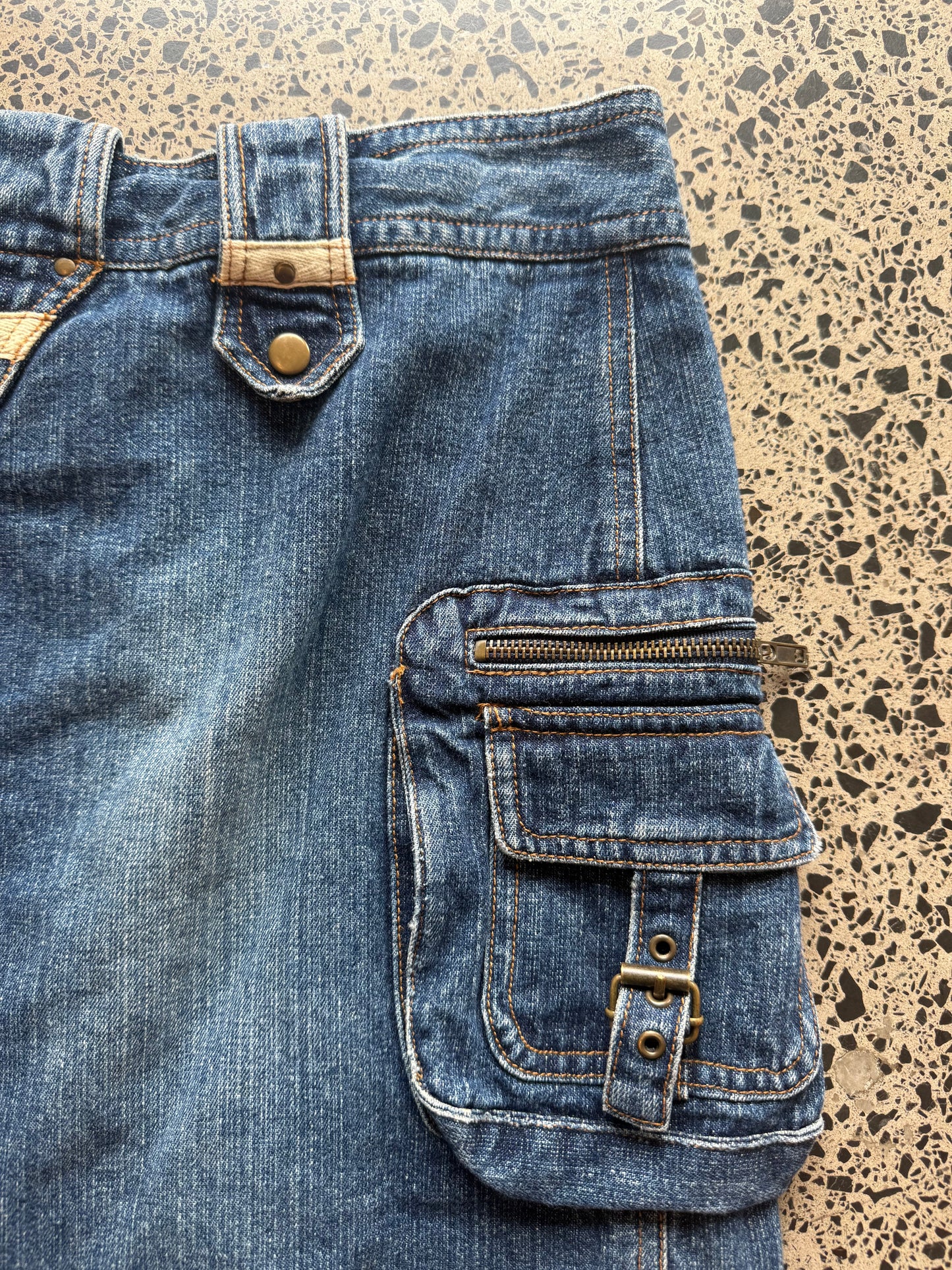 Denim Midi Cargo Skirt - M