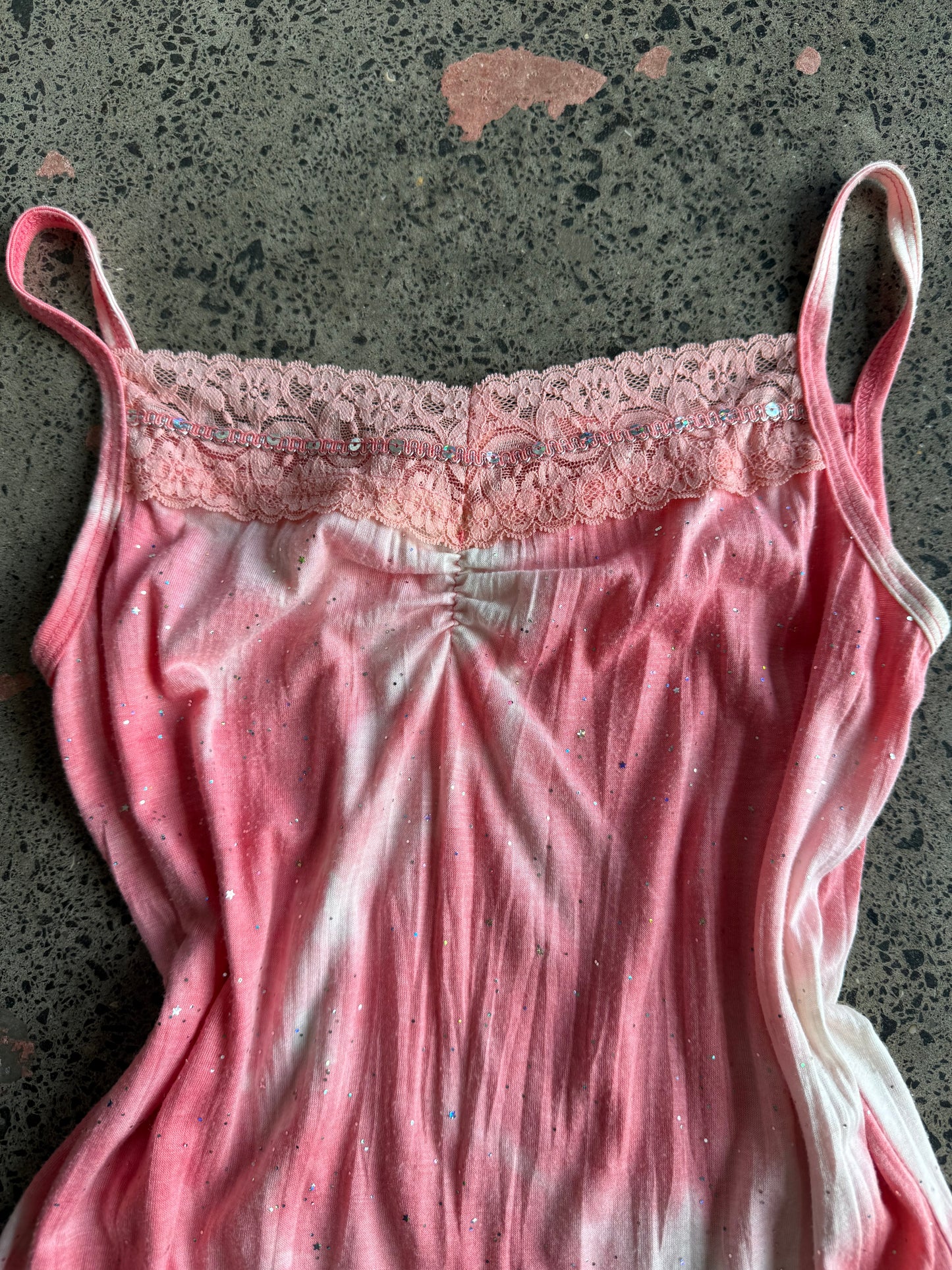 Hot pink & White Sparkly Cami - S/M