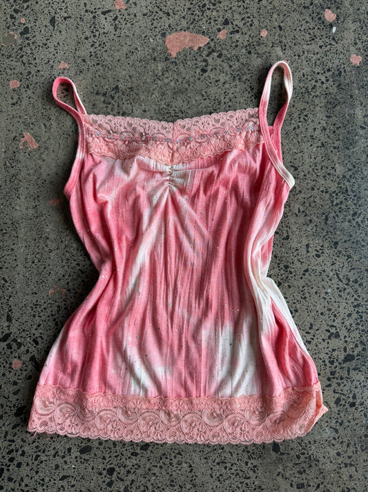 Hot pink & White Sparkly Cami - S/M