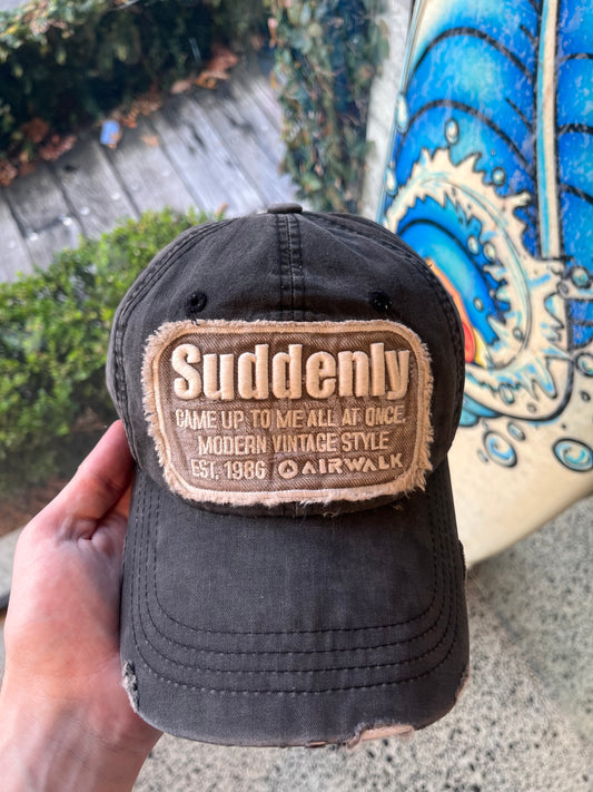 Black 'Suddenly' Quote Cap