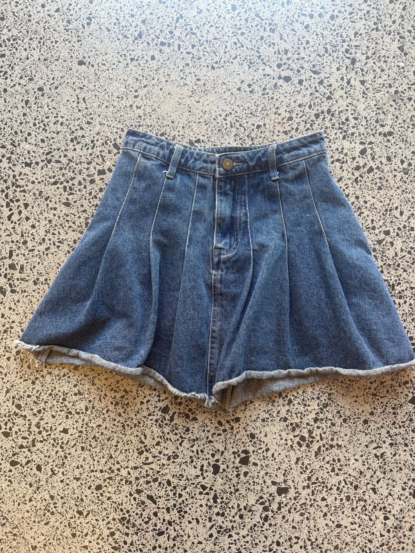Dark Blue Pleated Mini Skirt - 2XS