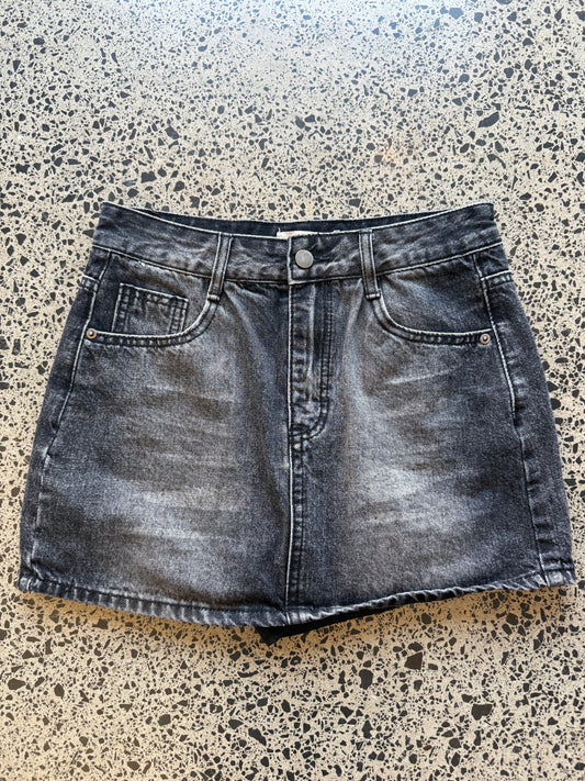 Black Denim Mini Skirt - S