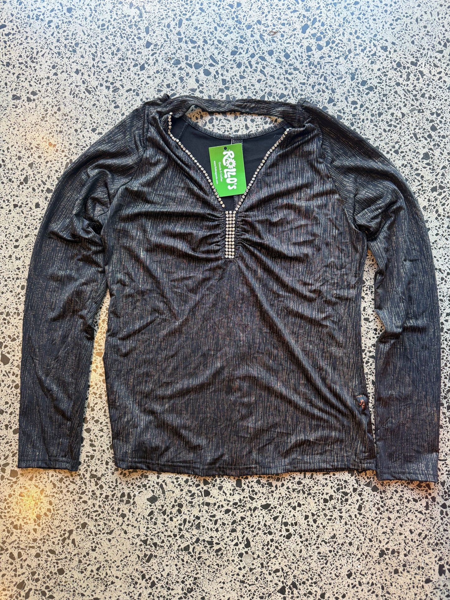 Y2K Crystal Embellished Top - M