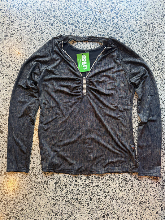 Y2K Crystal Embellished Top - M