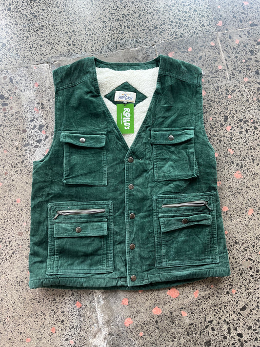 Green Corduroy Utility Vest - XL