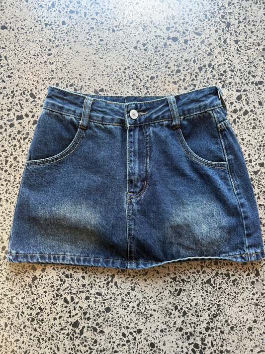 Blue Denim Mini Skirt - 2XS