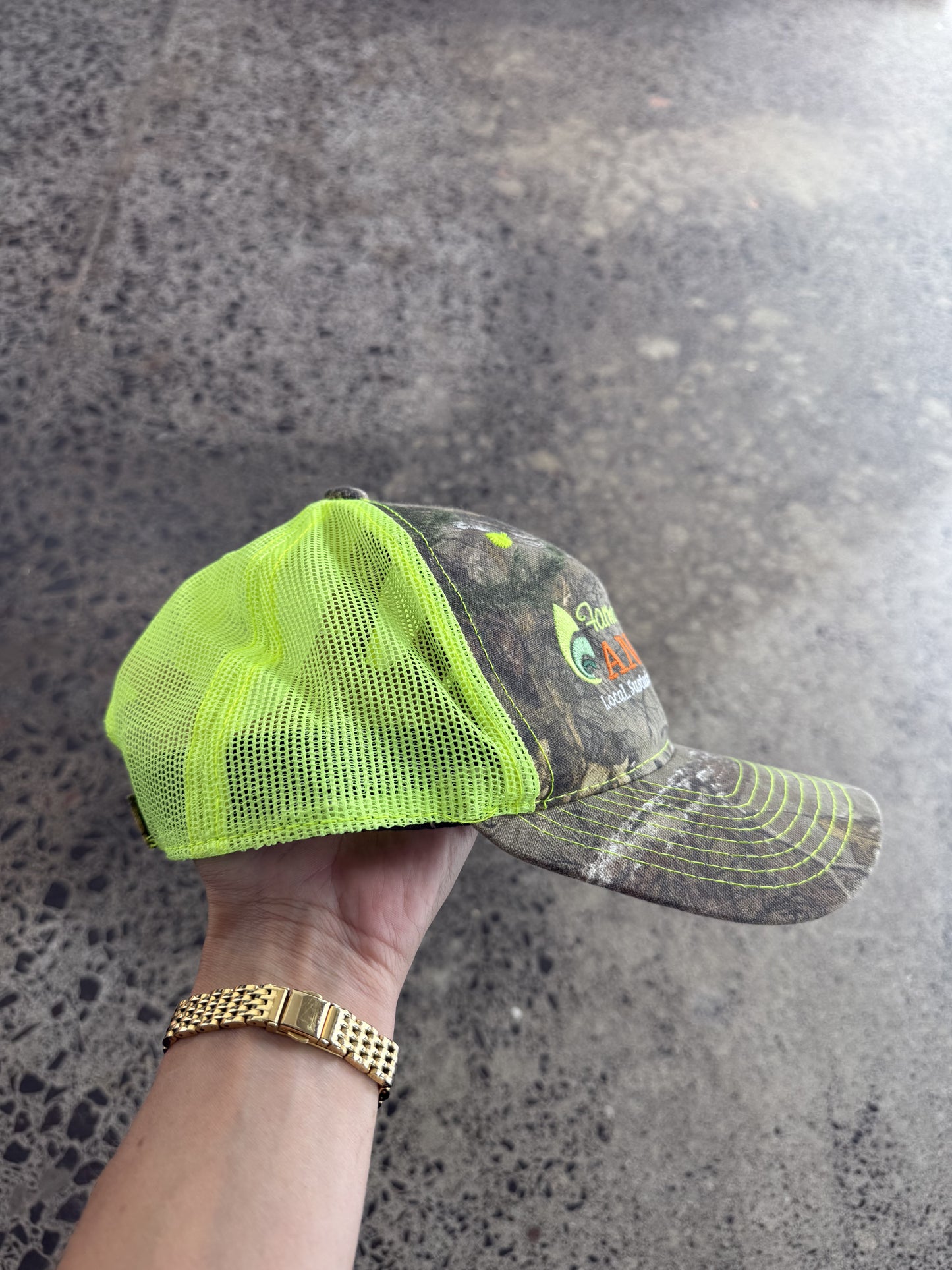 Neon Green Real Tree Trucker Cap