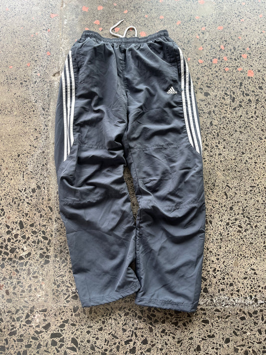 Y2K Mens Adidas Grey 1/2 striped White Trackpants - XL