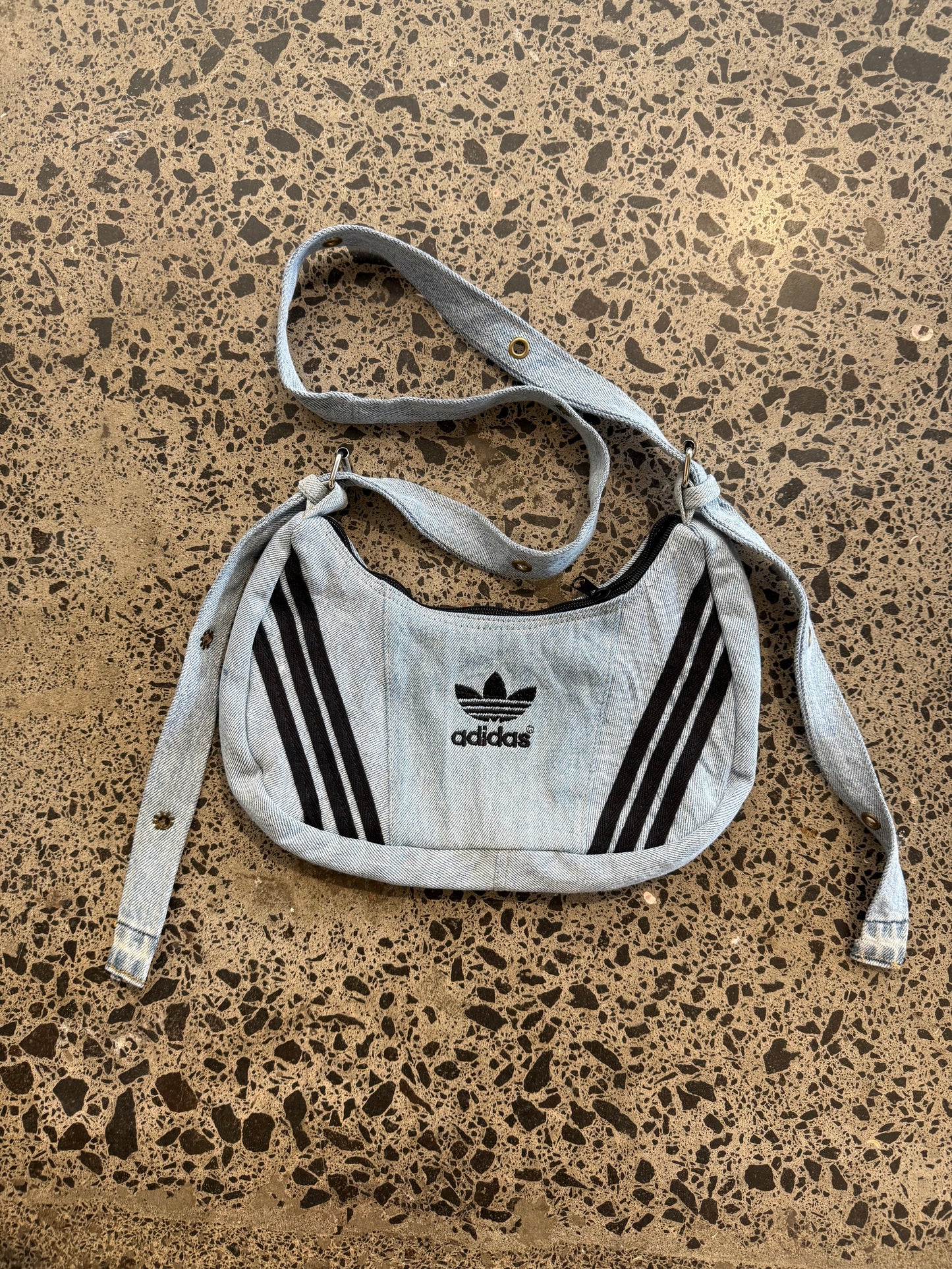 Light Wash Blue Denim Adidas Rework Handbag