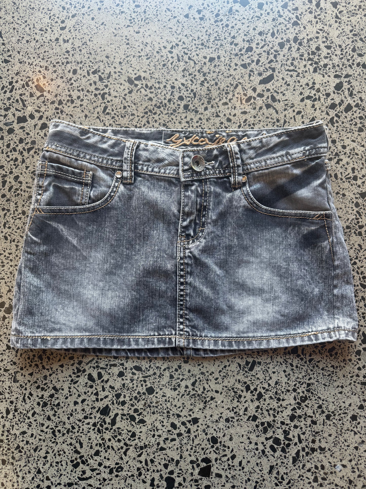 Grey Denim Mini Skirt - XS