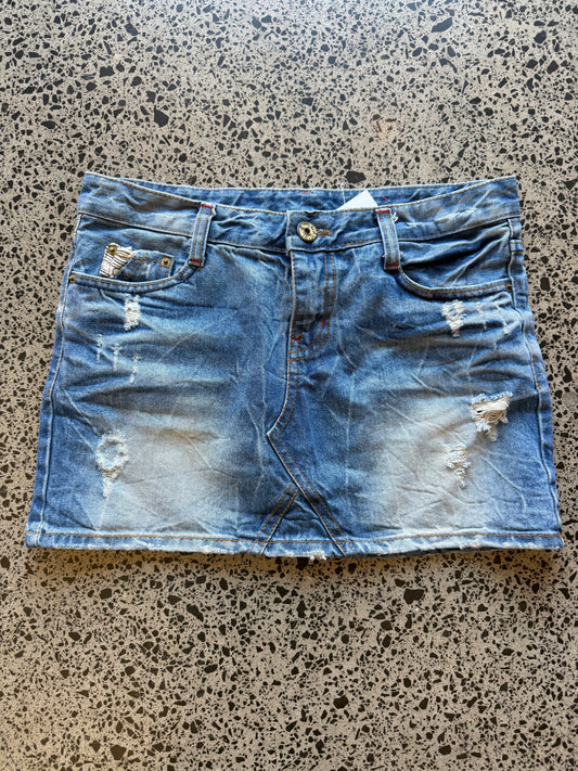 Blue Denim Mini Skirt - M