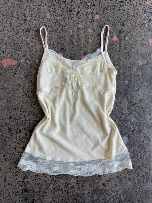 Baby yellow/cream Lacey Cami - M