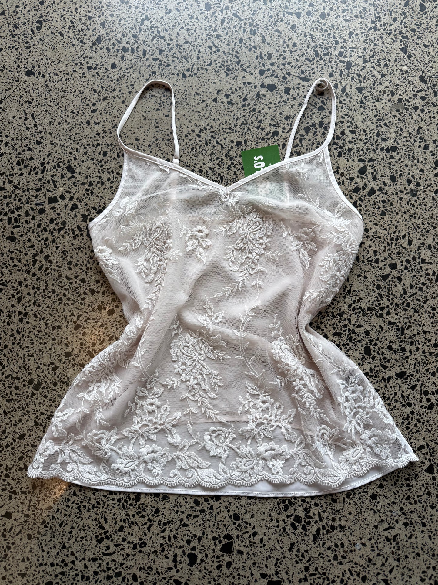 Floral Lace White Top - S