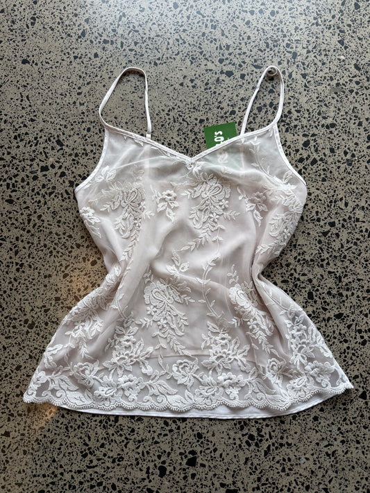 Floral Lace White Top - S