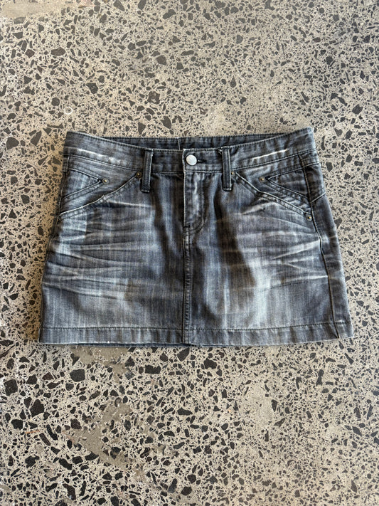Black Denim Mini Skirt - M