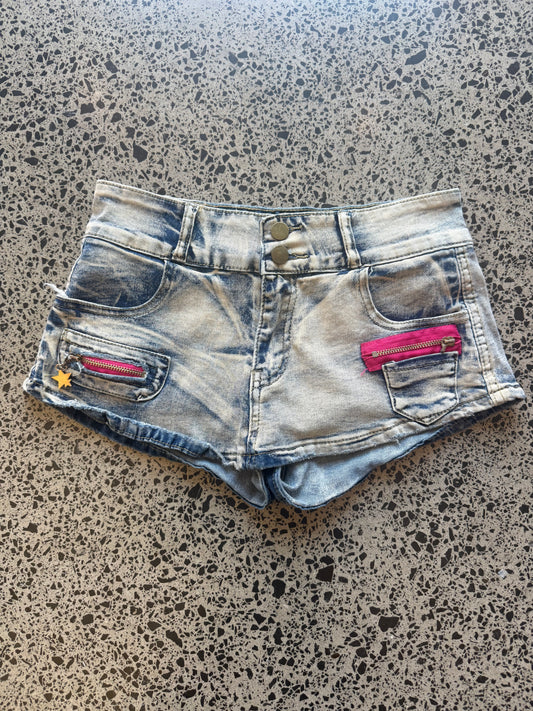 Light Wash Blue Denim Mini Shorts - S