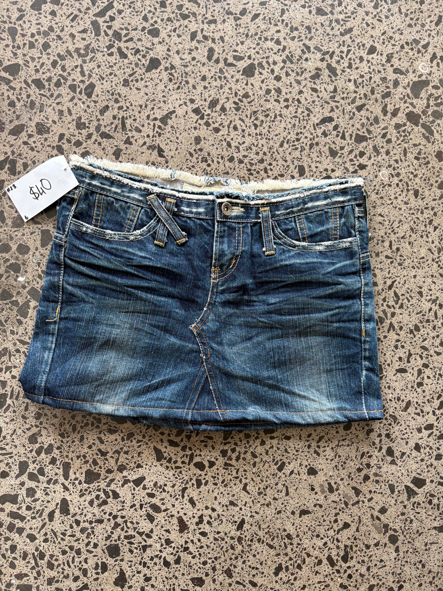 Dark Blue Mini Skirt with Sun Fade - S