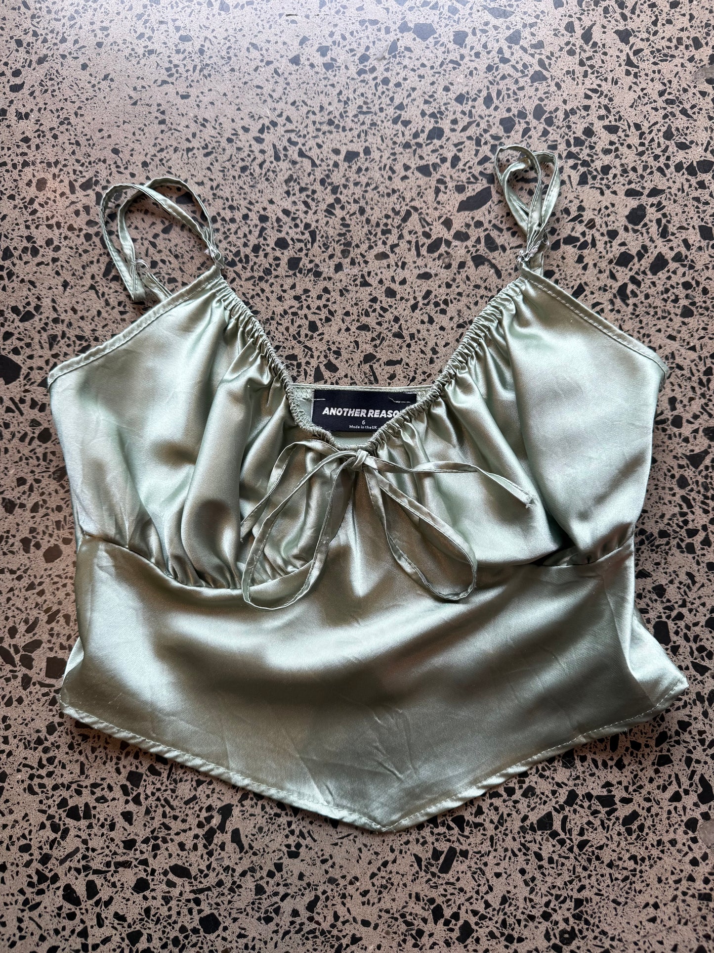 Olive Satin Fairy Top - XS
