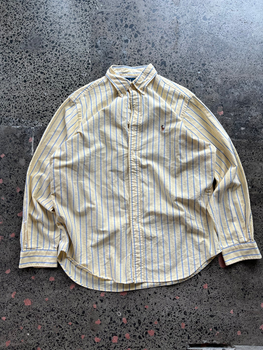 Yellow Striped Ralph Lauren Button Up - Large