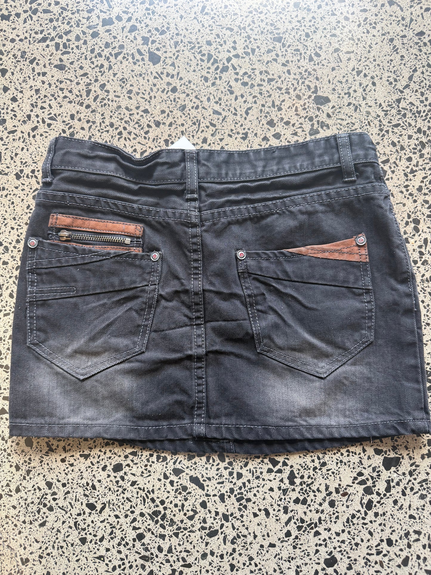 Black Denim Mini Skirt - 2XS