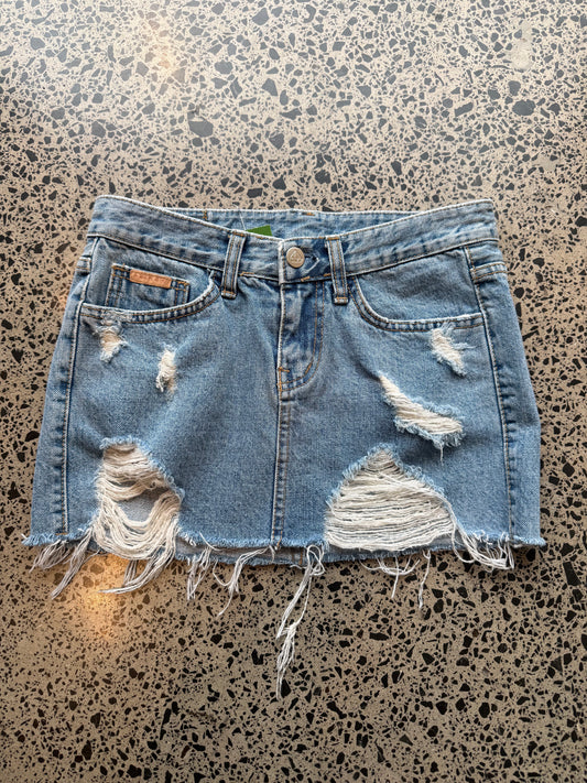 Light Blue Denim Mini Skirt - XS