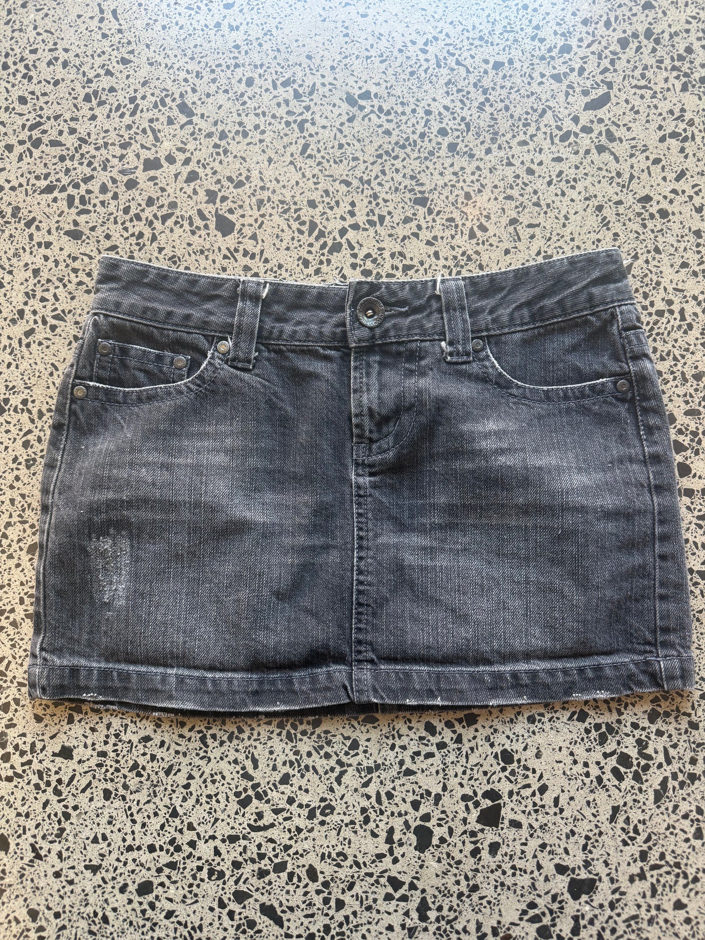 Black Patch Work Mini Skirt - S