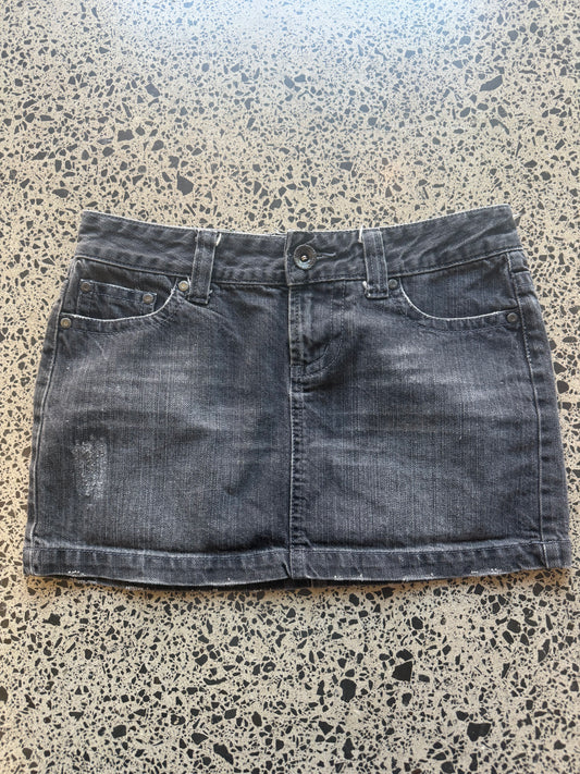 Black Patch Work Mini Skirt - S