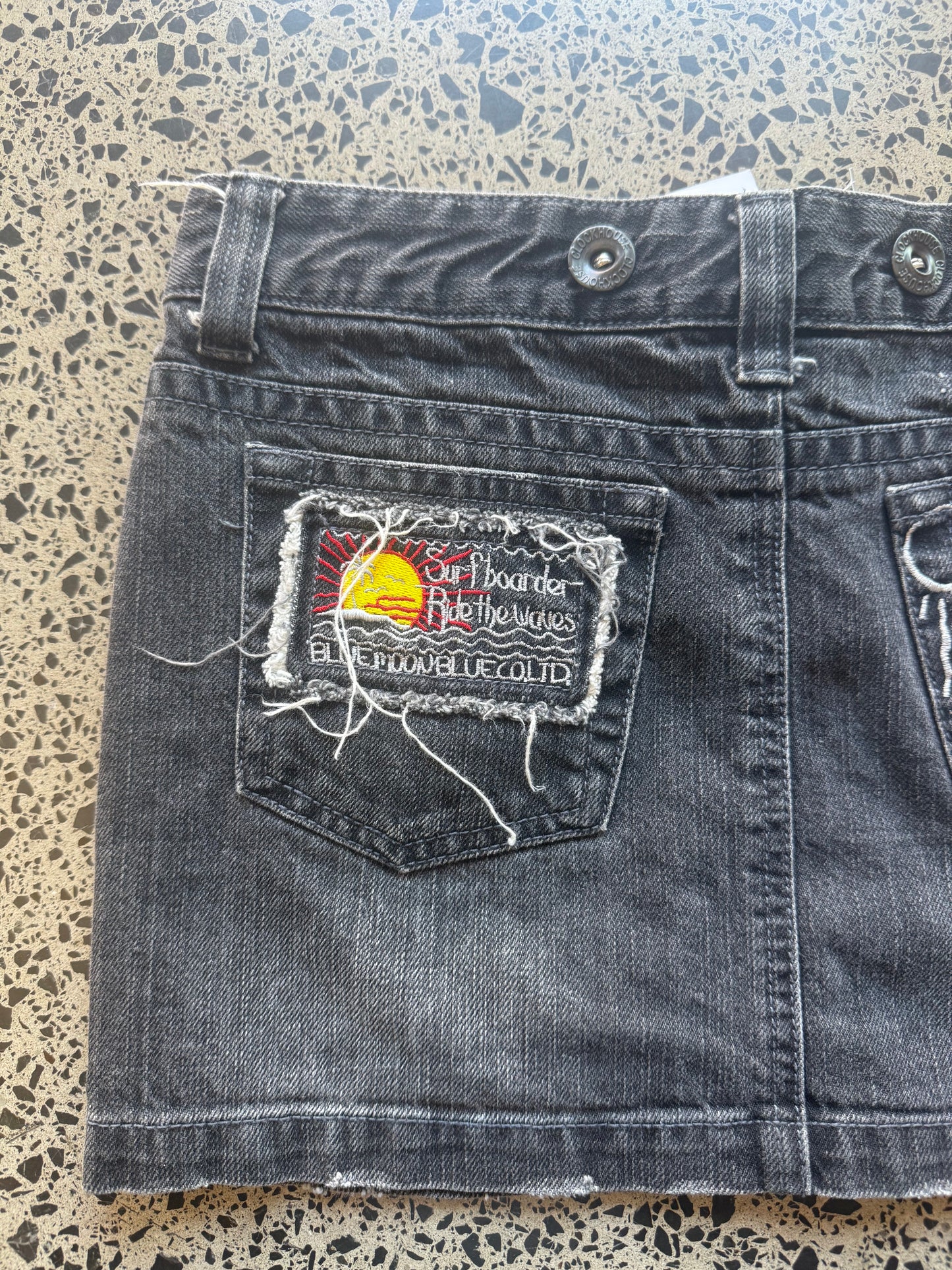 Black Patch Work Mini Skirt - S