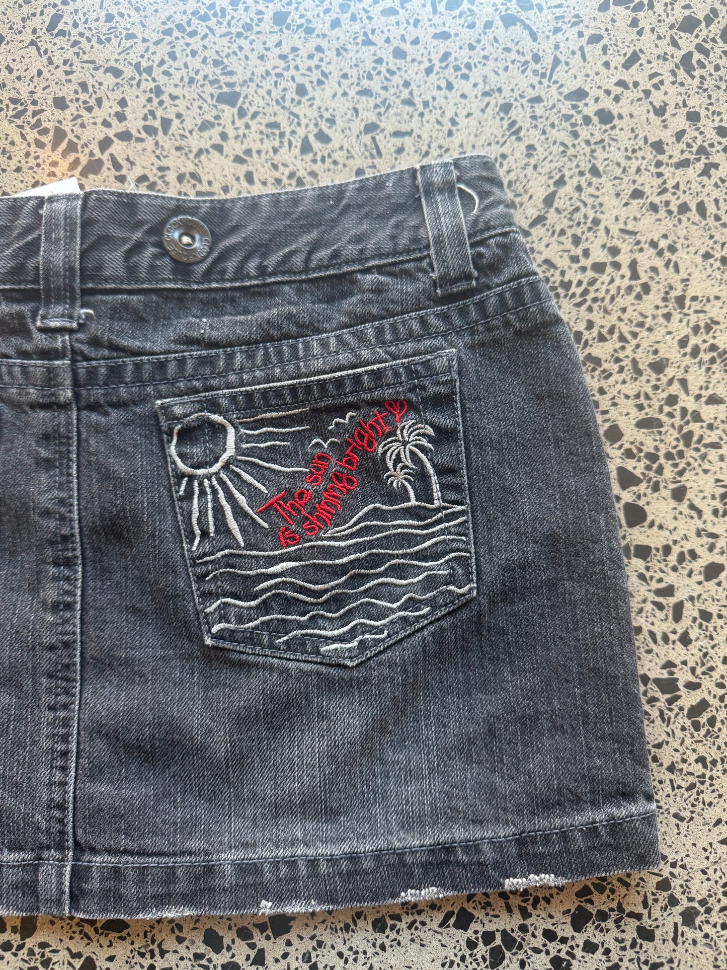 Black Patch Work Mini Skirt - S