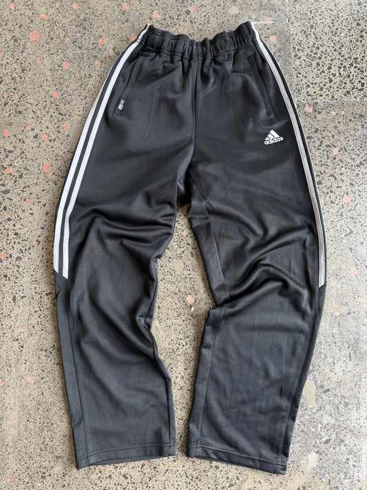 Women's Black Adidas Trackies with Grey Stripes - M