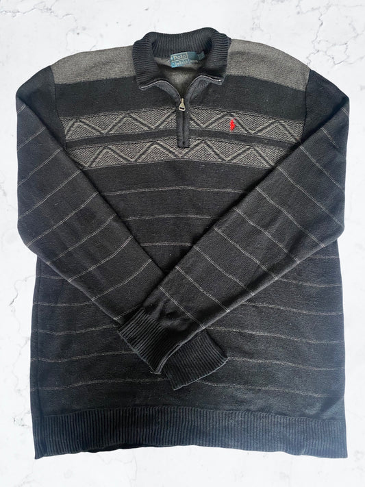 Black & Grey Ralph Lauren 1/4 zip knit jumper