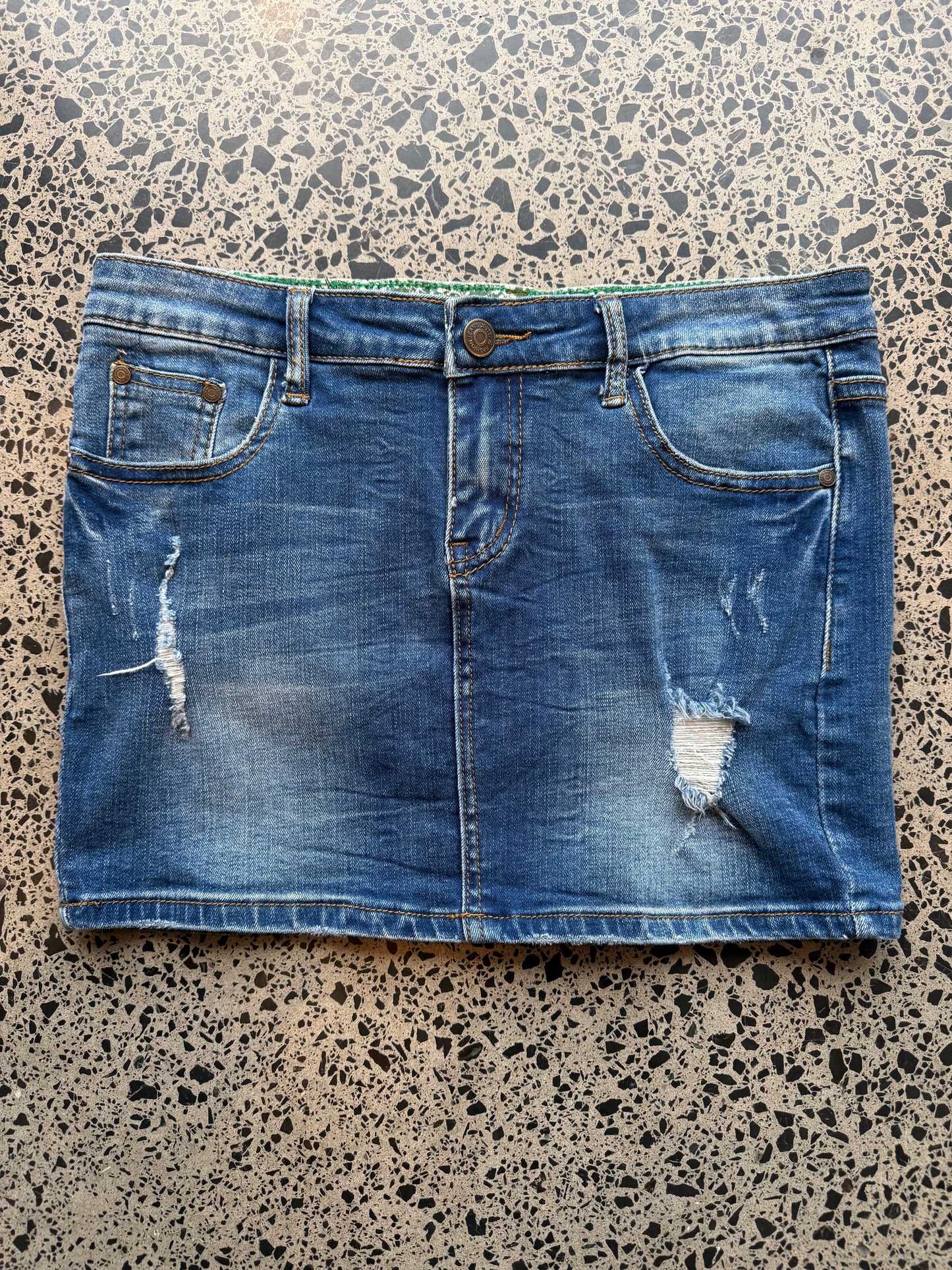 Dark Blue Denim Mini Skirt - L
