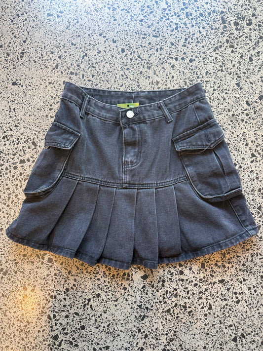 Black Denim Mini Skirt - S