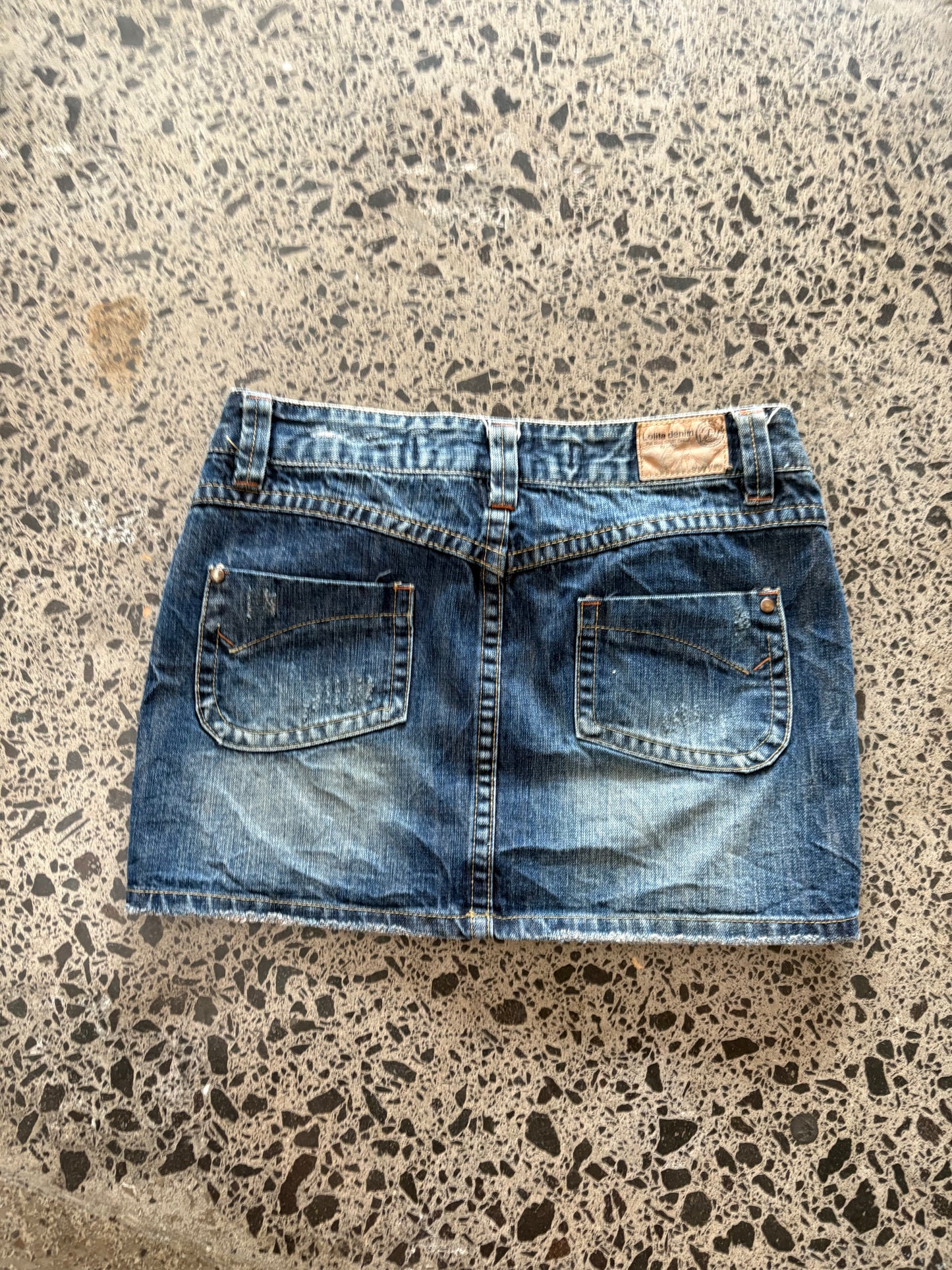 Denim Mini Skirt with Belt - S