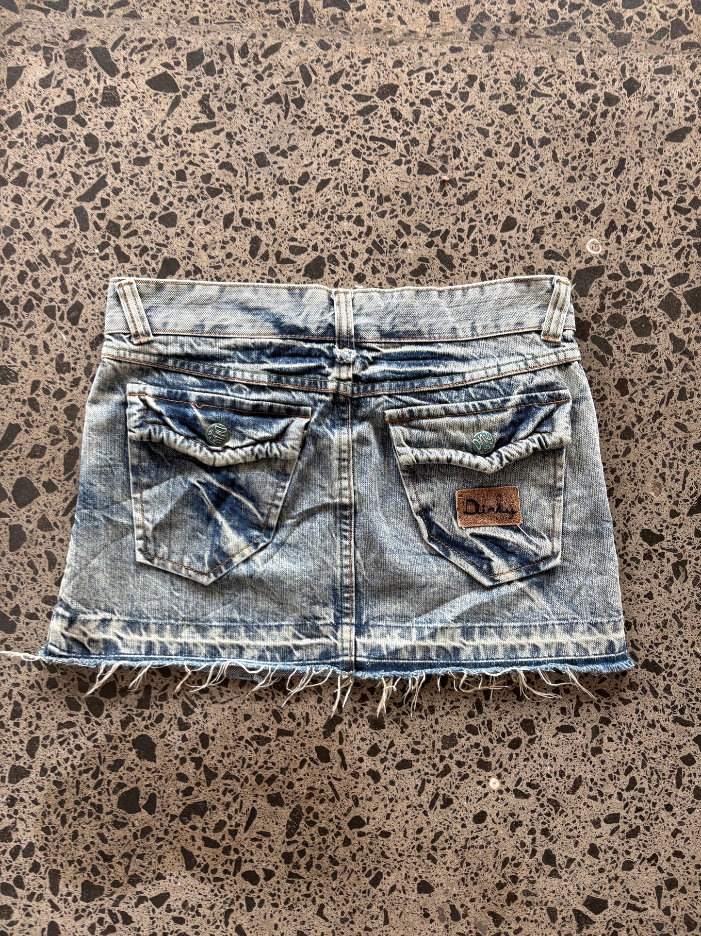 Dinky's 50's Bleach Wash Denim Mini Skirt - L