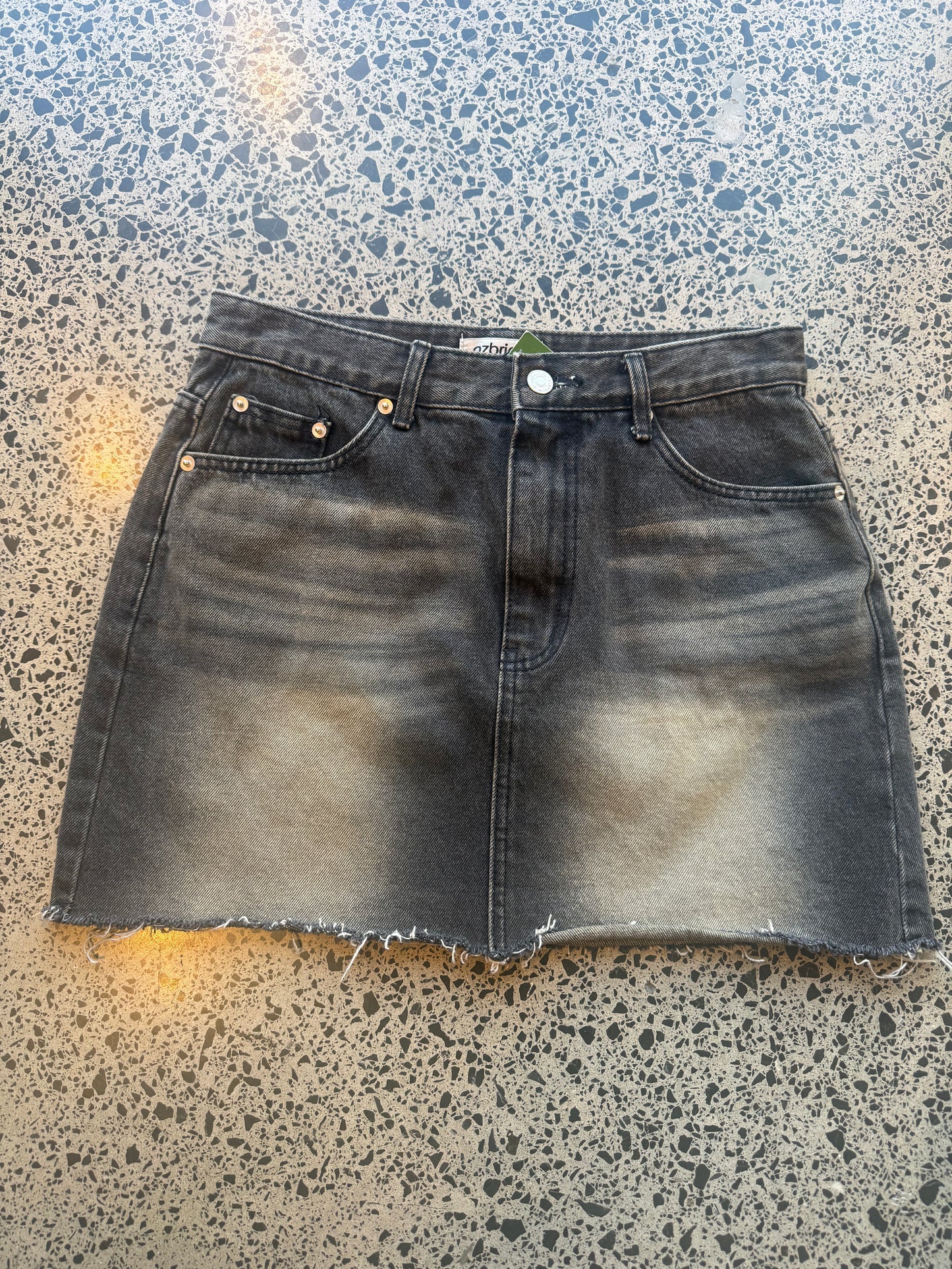 Black Denim Mini Skirt - S