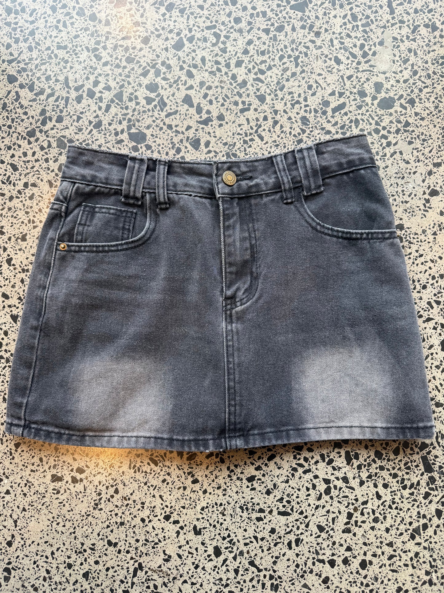 Black Denim Mini Skirt - XS