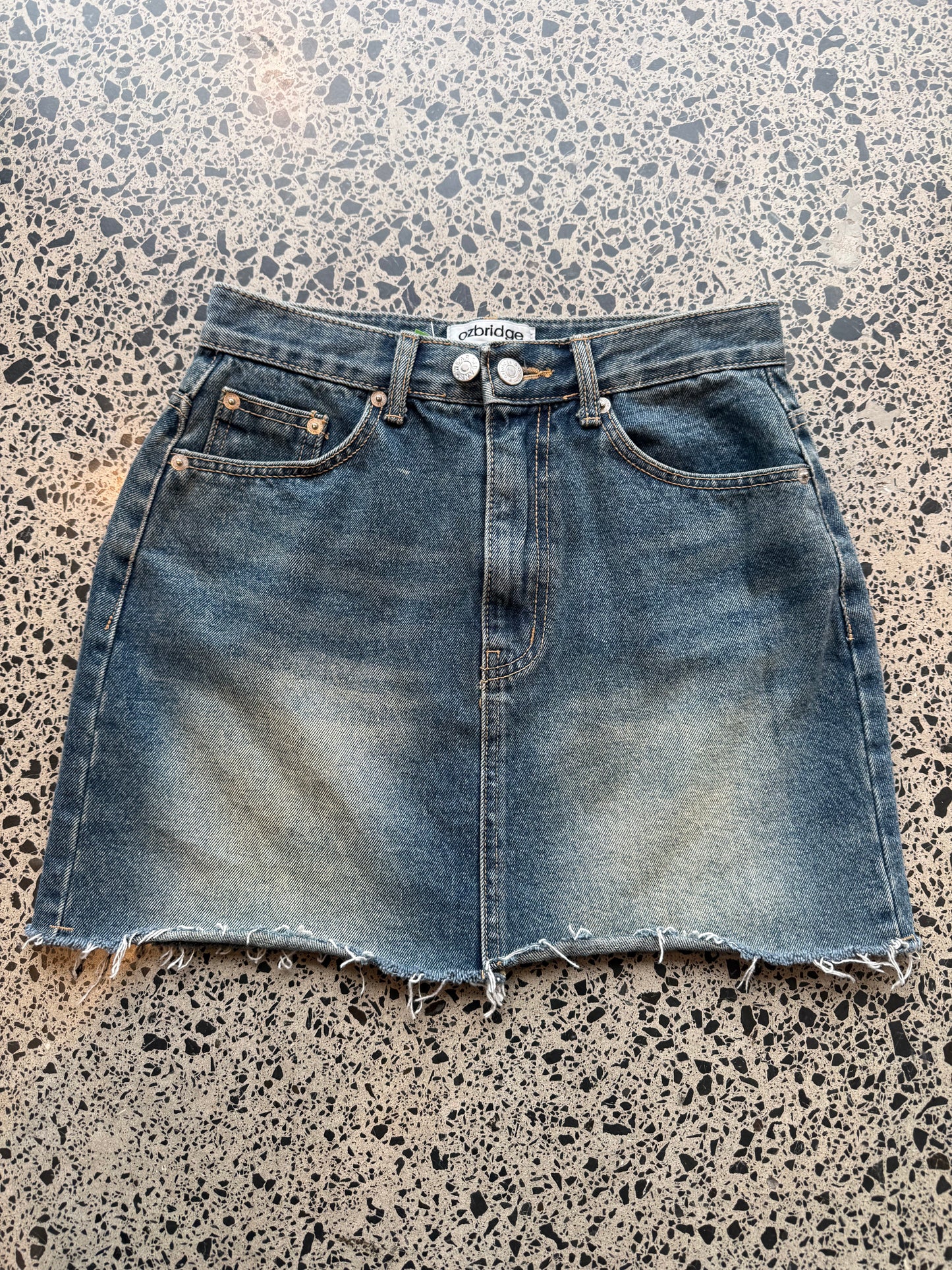 Mid Wash Denim Mini Skirt - XS