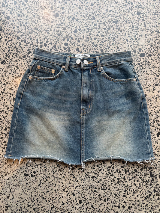 Mid Wash Denim Mini Skirt - XS