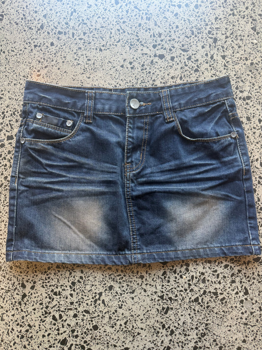 Dark Blue Denim Mini Skirt - M