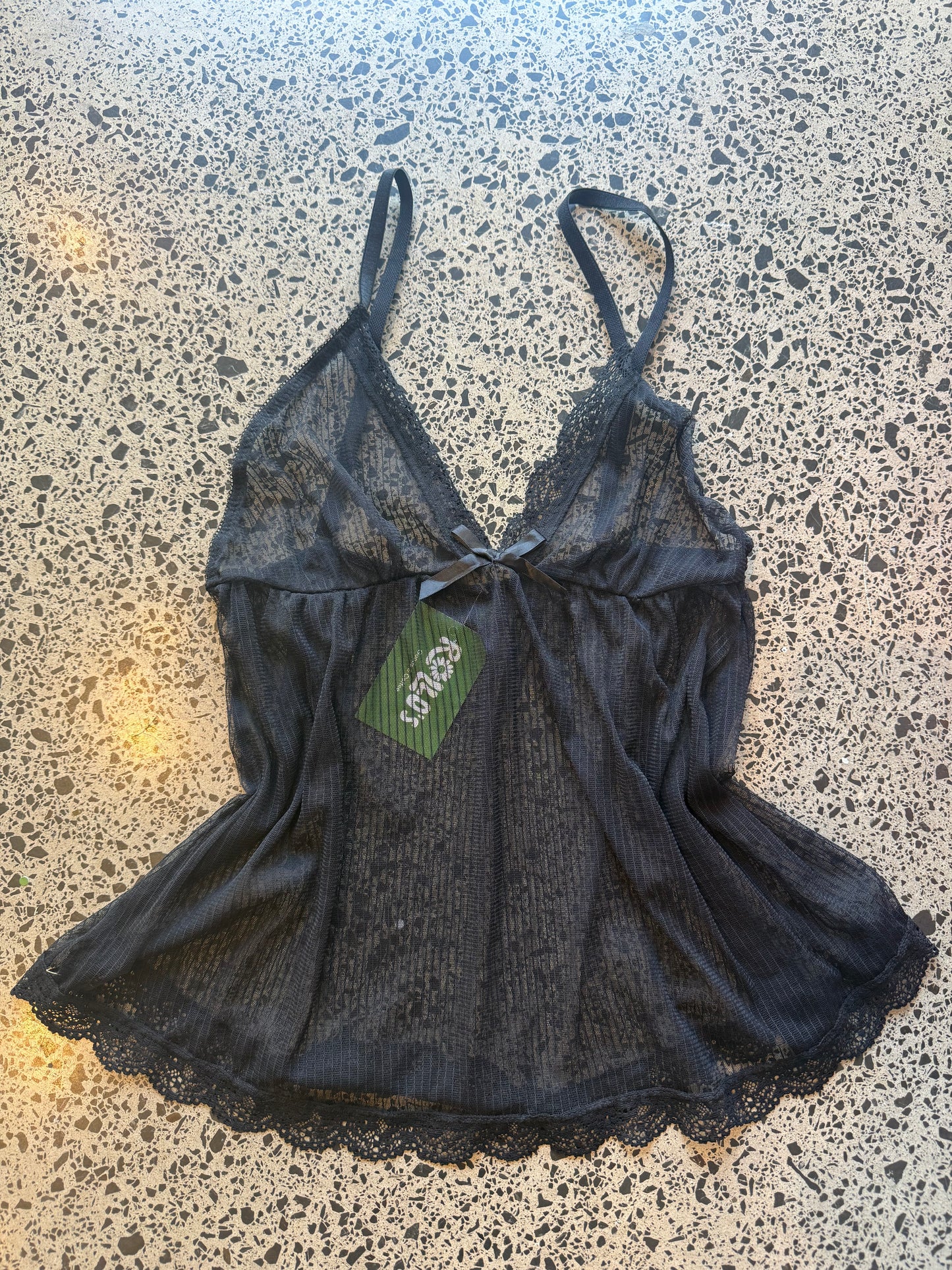 Black See through Cami with Bow - XS/S