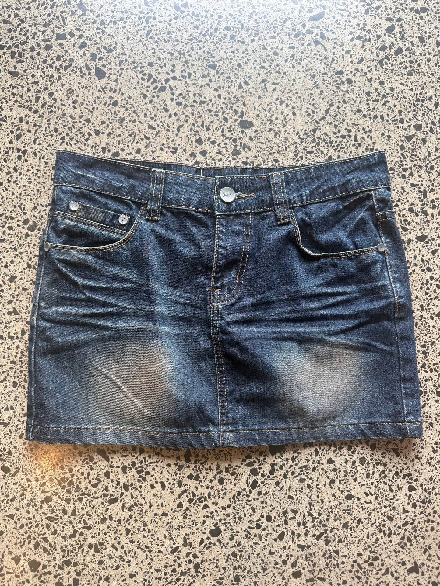 Dark Blue Mini Skirt with Fad Detailing - M