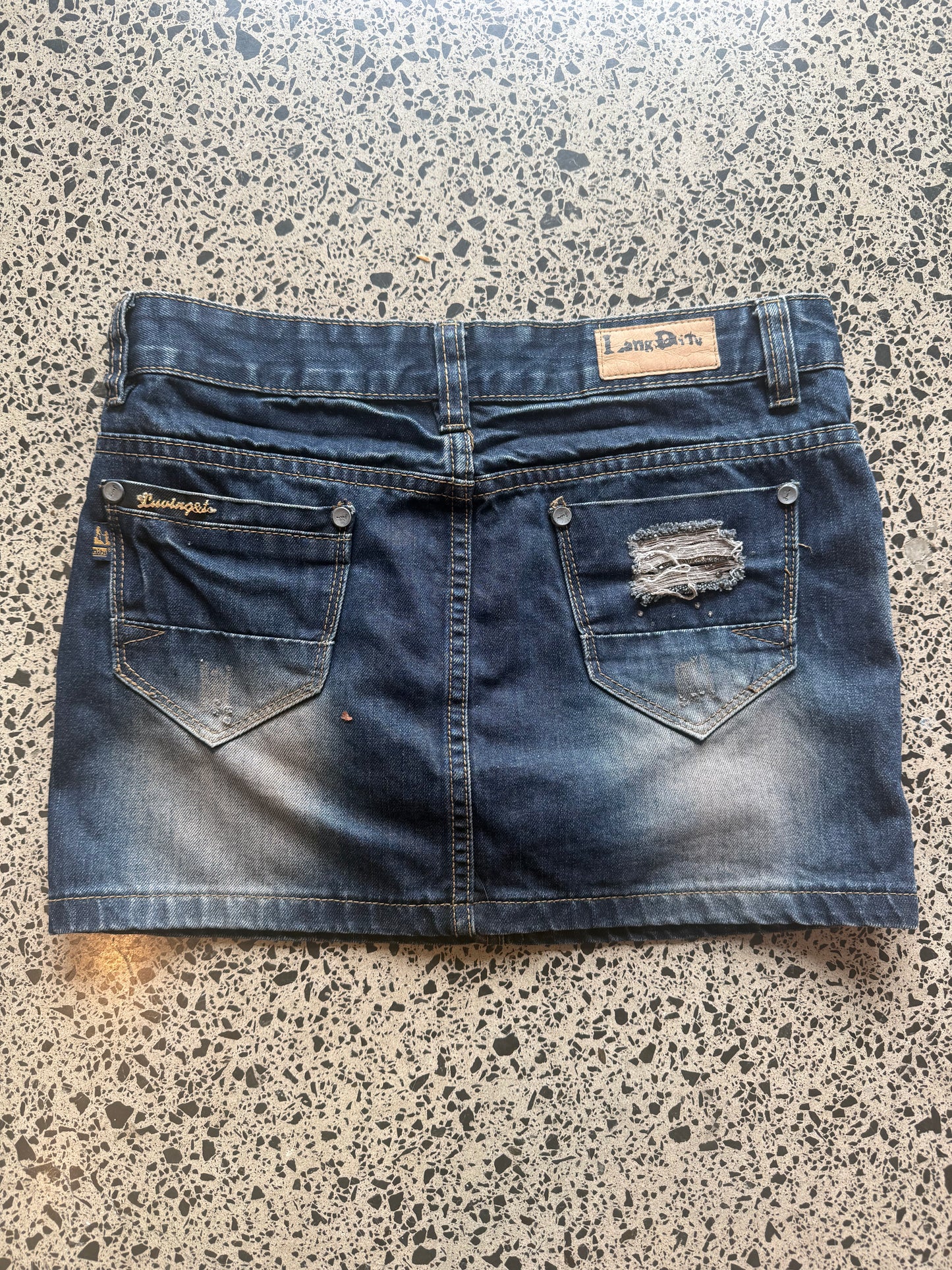 Dark Blue Mini Skirt with Fad Detailing - M