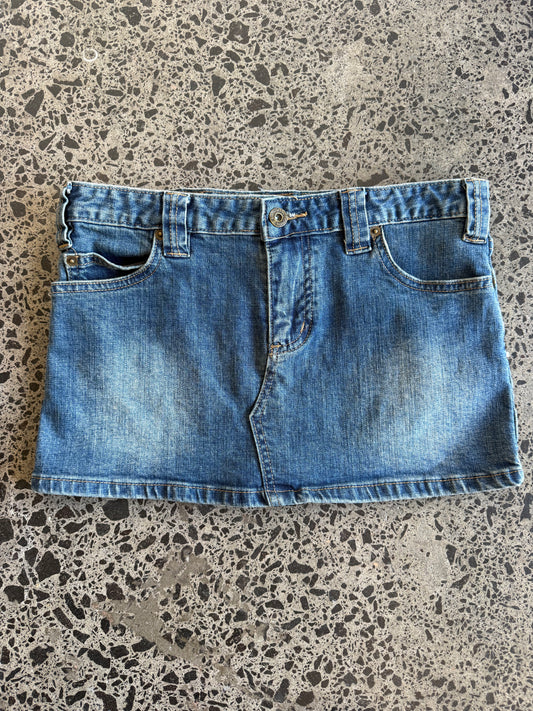 Mid Blue Denim Mini Skirt - S