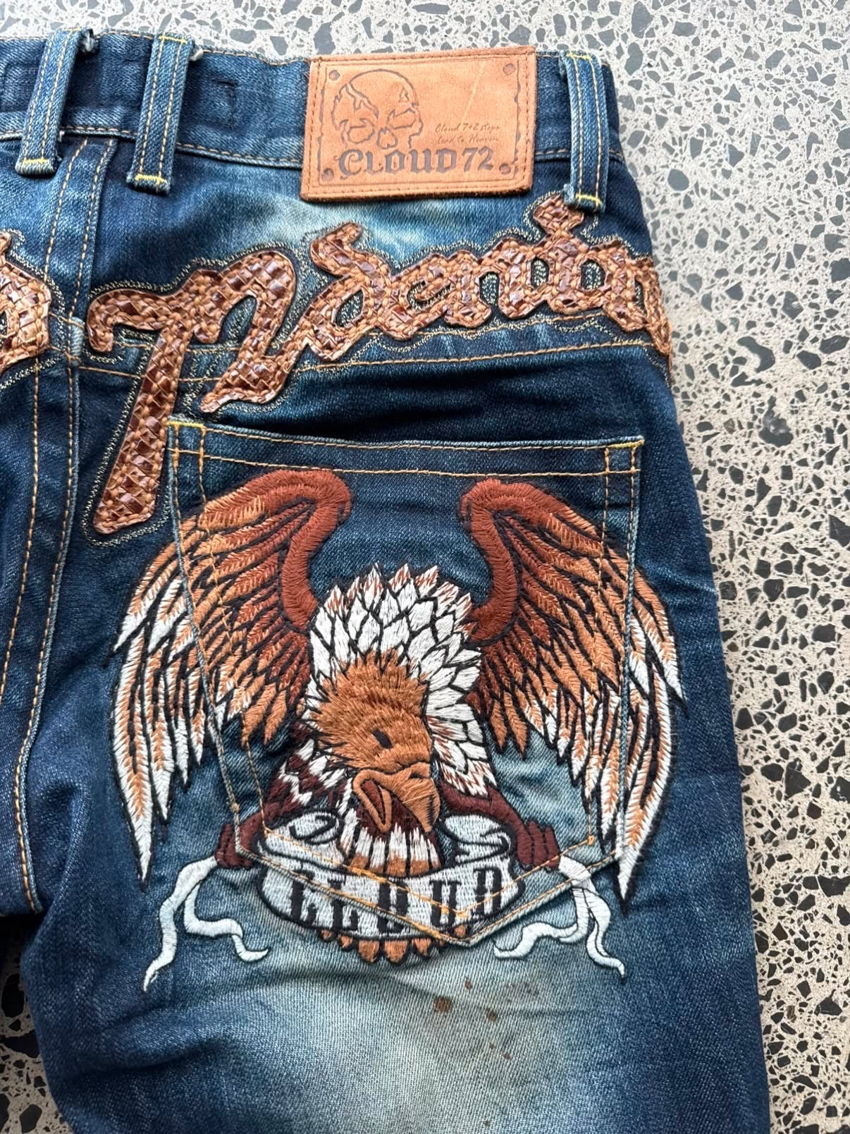 Cloud 72 Embroidered Eagle Korean Denim Jeans - 30W