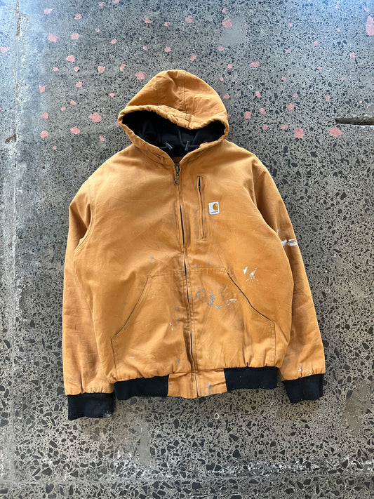 Dark Tan Hooded Carhartt Jacket - Large