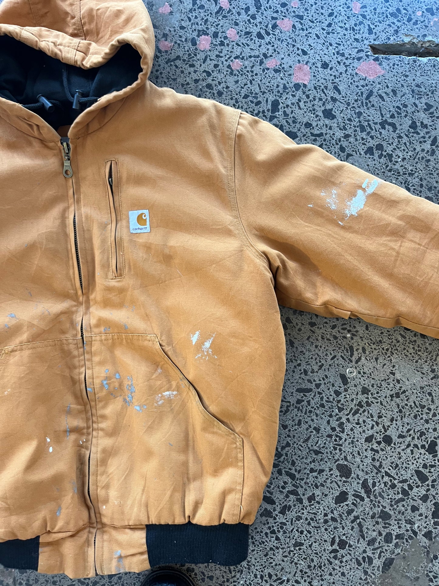 Dark Tan Hooded Carhartt Jacket - Large