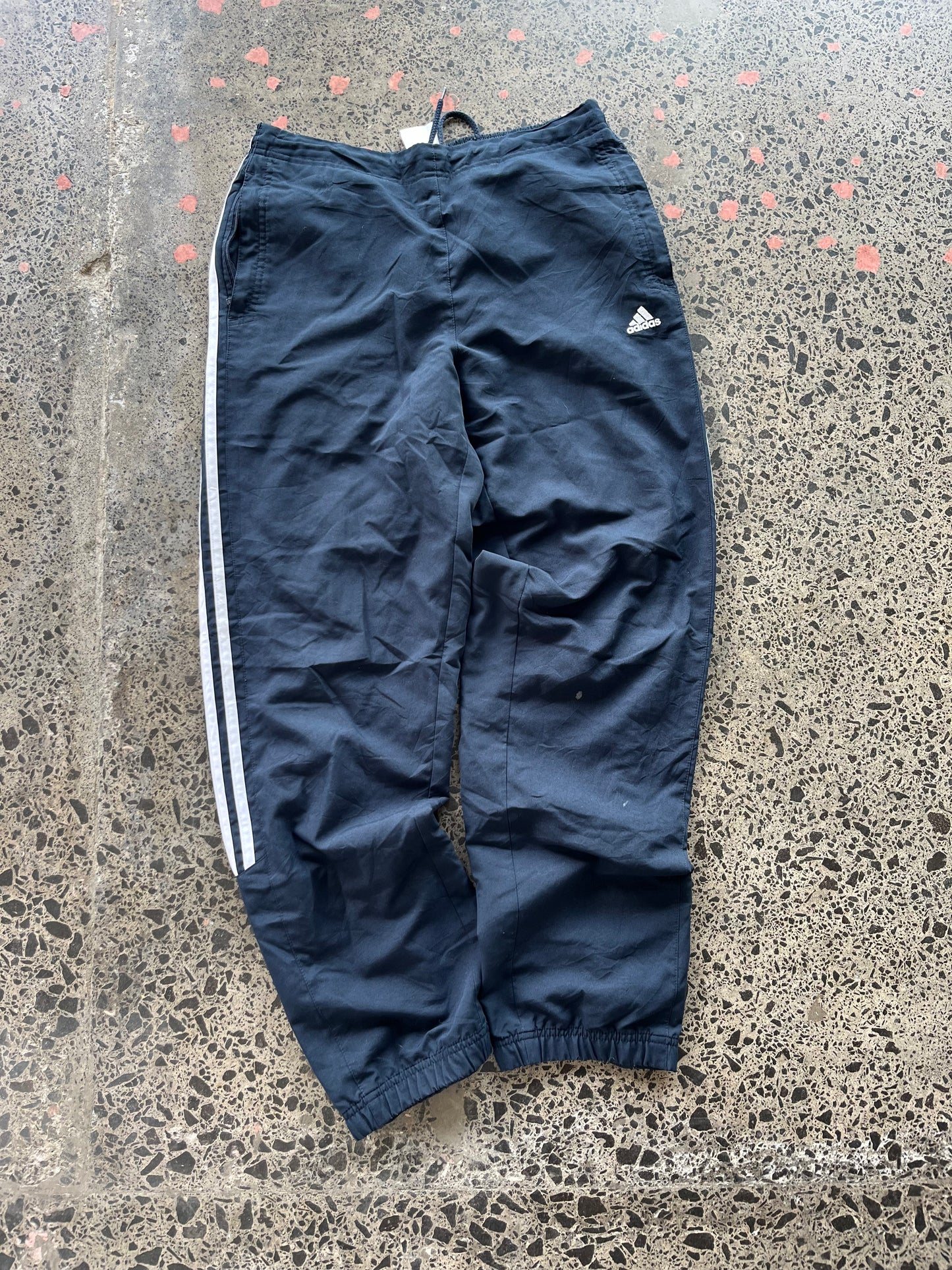 2012 Mens Navy with 3/4 White Striped Adidas Trackpants - 38W