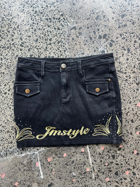 Black Mini Skirt w/ Embroidery - S/8