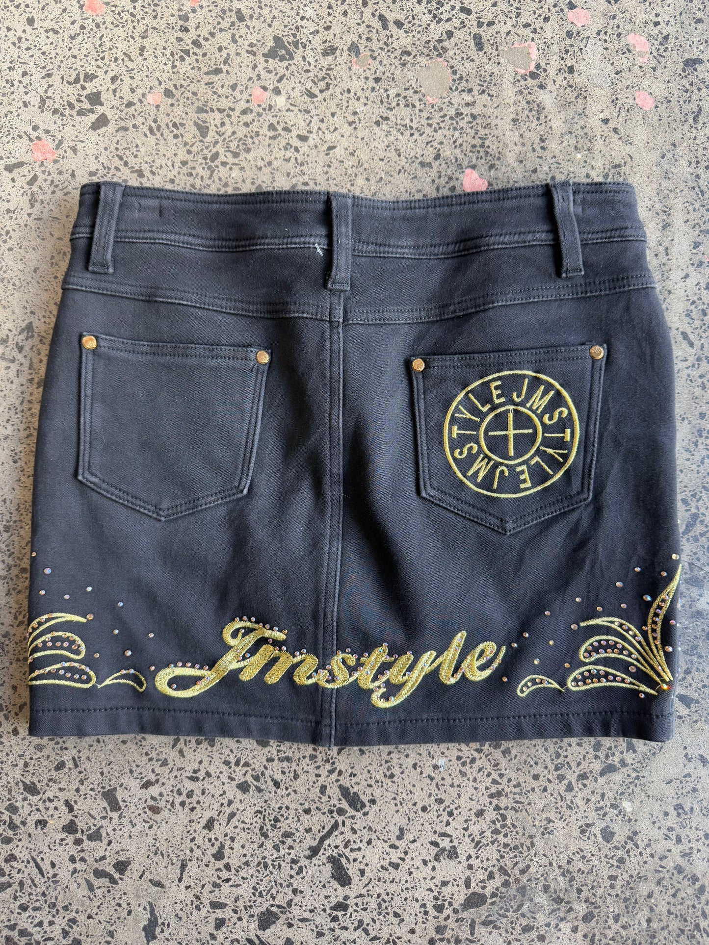 Black Mini Skirt with Embroidery - 8